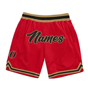 Wholesale Direct OMMIZ INDUSTRY Custom Red Black-<b>Old</b> Gold Authentic Throwback Basketball <b>Shorts</b> - Product Image 1