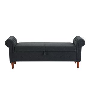 Pouf Rettangolare Multifunzionale in Velluto Teddy Grigio, Pratico Contenitore con Spazio di Archiviazione - Product Image 5