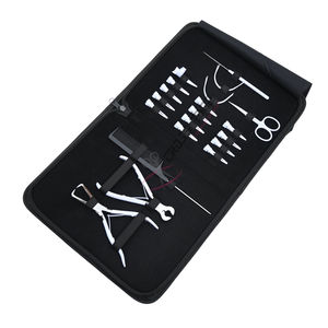 Outils professionnels en acier inoxydable noir pour extensions de cheveux avec pince à perles, dissolvant de colle à fusion, aiguilles à peigne et poignée Velcro - Product Image 1