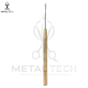 Stainless Steel Hair Extension Pulling <b>Needle</b> Tool Knurled Grip Brass Handle Micro Ring Loop <b>Threader</b> for Salon Styling - Product Image 2