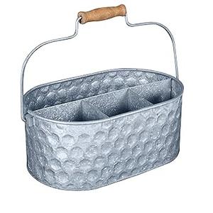 Porte-ustensiles de cuisine en acier galvanisé, support de rangement pour couverts, organisateur en métal avec poignée en bois de manguier pour le rangement des outils de cuisine - Product Image 2