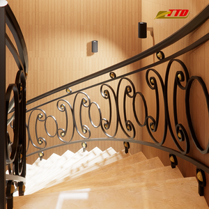 Rampe d'escalier moderne sur mesure pour villas, manoirs, hôtels – Courbes élégantes, structure métallique robuste, finition premium, résistante à la rouille - Product Image 2