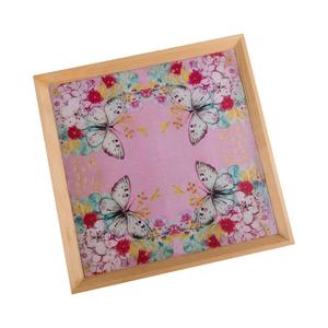 Floral Printed Wooden Serving Storage Tray For <b>Breakfast</b> Coffee Food Tray Wood Platter & Vanity Tray For Coffee Table Decoration - Product Image 1