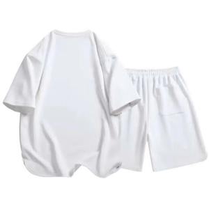 Ensemble deux pièces décontracté d'été pour hommes, vente en gros, avec short et t-shirt imprimés en polyester/coton, séchage rapide et respirant - Product Image 6