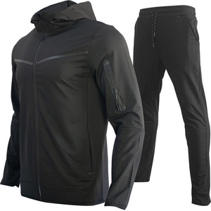 Unisex Blue Sporty Tracksuit Full <b>Zip</b> <b>Hooded</b> Jacket Pants Set Quick Dry Nylon/Cotton Eco-Friendly Fleece Elastic Waist Winter - Product Image 6