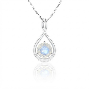 Rhaya Jewels – Pendentif solitaire géométrique en argent sterling plaqué rhodium avec pierre de lune, fait main, minimaliste, breloque de juin pour femme - Product Image 1