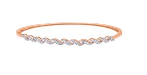 Rose Gold Lab Grown Diamond Twisted Tennis <b>Bangle</b> <b>Bracelet</b> - Product Image 2