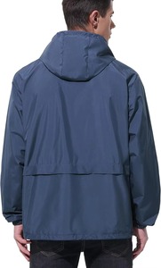 Mens Long Waterproof Rain <b>Jacket</b> Stand Collar Zipper Lightweight <b>Packable</b> Windbreaker for Travel Hiking Cycling - Product Image 4