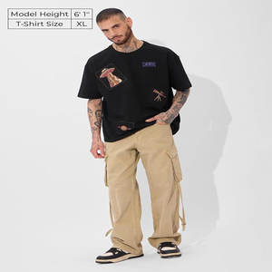 Fabricant de vêtements pour hommes Streetwear graphique imprimé personnalisé T-shirt pour hommes T-shirt en coton à épaules tombantes surdimensionnées pour hommes - Product Image 3