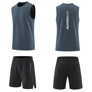 Ensemble de course sans manches pour homme, séchage rapide, débardeur et short de sport, tenue de fitness deux pièces - Product Image 4