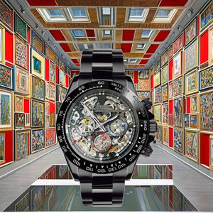 Reloj Mecánico con Acabado Negro, Esfera Esqueleto, Acero Inoxidable, Diseño de Lujo Oculto, Alta Calidad, Tacómetro Negro, Moderno y Vintage - Product Image 3