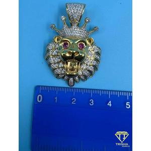 Pendentif Couronne Tête de Lion Sertie de Diamants en Argent Sterling 925 Finition Or Hip Hop Moissanite Diamant Charme Roi Lion - Product Image 2