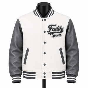 Veste universitaire vintage personnalisée pour homme, corps en laine, manches en cuir PU, patch en chenille, broderie, veste de baseball bomber - Product Image 4