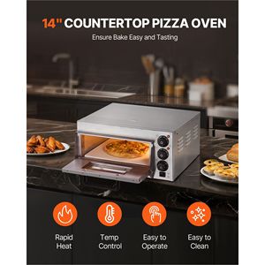 Forno Elettrico Commerciale da Banco per Pizza a Singolo Ripiano da 14 Pollici in Acciaio Inossidabile con Maniglia in Pietra, Forno Tostapane Multiuso - Product Image 2