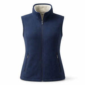 High Quality Unisex Solid Cream Polar <b>Fleece</b> Wind Resistant Vest Zipper Stand Collar Casual Outerwear Warm Pocket Sleeveless - Product Image 2