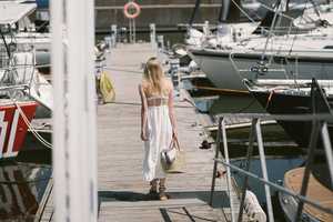 Vestido Largo de Playa para Mujer, Blanco, 100% Lino, Cuello Halter, Sin Mangas, Tirantes Finos, Corte A, para Vacaciones de Verano - Product Image 5