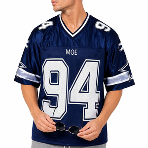 Camiseta Deportiva de Malla Transpirable con Estampado por Sublimación, Estilo Hip Hop Urbano, Cuello en V, Personalizada, Retro, Ligera, de Fútbol Americano - Product Image 1
