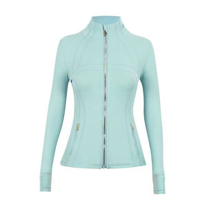 Custom Plus Size Breathable Gym Fitness Gold Zip up Yoga <b>Jacket</b> Active Soft Tight Pockets Active <b>Workout</b> <b>Jackets</b> - Product Image 2