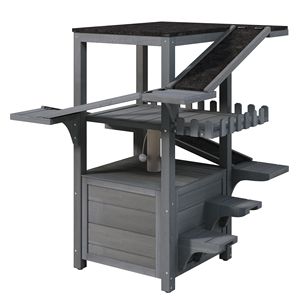 Casetta per Gatti da Esterno a 4 Livelli, Resistente alle Intemperie, con Tetto Impermeabile e 2 Porte, Rifugio per Gatti Randagi, Taglia M - Product Image 4