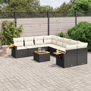 Conjunto de sofás de jardín modulares de 9 piezas, ratán PE negro, modelo D0100XF4JQJ - Product Image 1