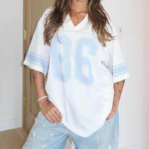 Camiseta de Fútbol Unisex Personalizada con Cuello en V, Talla Grande, 100% Poliéster, Secado Rápido, Transpirable, Estampada, Manga Corta, Antibacteriana, Protección UV - Product Image 3