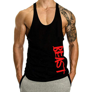 Camiseta sin mangas con cuello en V para hombre, color granate, con estampado de bestias, transpirable, de punto, informal - Product Image 3