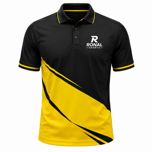 Solid Best Color Men's Short Sleeve <b>Polo</b> Shirt Black Yellow Design Quick Dry Sporty Style Knitted Polyester Front LogoQuick Dry - Product Image 1
