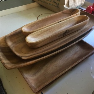 Handcrafted Acacia Wood Serving Tray Long Rectangular Wooden Food Serving Platter - Product Image 3