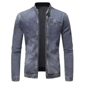 Meilleures ventes : Nouvelles vestes en jean pour hommes, vestes en jean décontractées de couleur unie avec fermeture éclair - Product Image 1