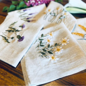 Bloc de couleur personnalisé motifs brodés personnalisé luxe lin français pur serviettes en lin pour hôtel de mariage - Product Image 3