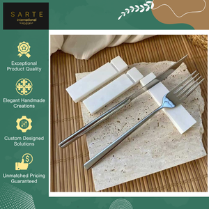 Nouvel arrivage en stock, repose-couverts en marbre blanc de qualité supérieure, porte-cuillères et fourchettes faits à la main, disponibles en grande quantité - Product Image 6