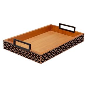 Handmade Mango Wood <b>Serving</b> Tray <b>Set</b> 2pcs White Carved Floral Decorative Ottoman Tray with Handles for Coffee Table Home Decor - Product Image 6