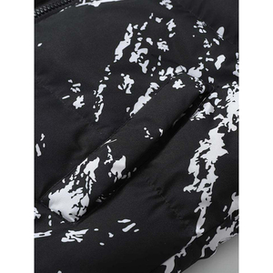 Men's Black <b>Camouflage</b> Puffer Jacket With Belt Closure Casual Style Polyester Shell - Product Image 5