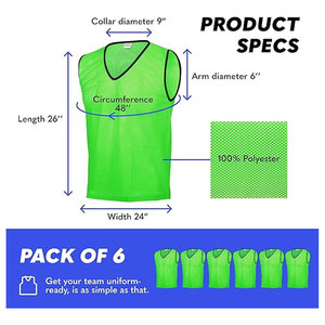 Sports Pinnies Packs of 6 or 12 Free <b>Size</b> <b>Mesh</b> Training Vests for Soccer Basketball Practice Breathable Lightweight Scrimmage - Product Image 4