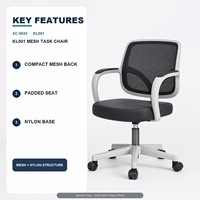 Chaise de bureau moderne compacte à dossier bas en maille, pivotante et réglable en hauteur, idéale pour les petites postes de travail, les bureaux d'étude et les bureaux de réception