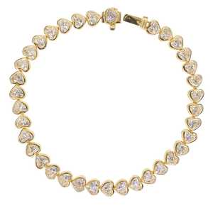 Diamond Tennis <b>Bracelets</b> 14K 18K <b>Solid</b> Gold Heart Lab Grown Bezel Set 7In Elegant Everyday Solitaire Luxury Jewelry Manufacturer - Product Image 1