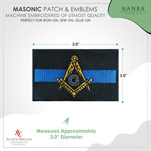 Blue Line Iron-On Canvas Square & Compass Embroidered Masonic Patch for Hats & Gifts - Product Image 3