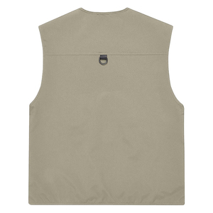 Chaleco sin mangas de color liso para hombre, cuello en V, cierre de cremallera, múltiples bolsillos, ropa exterior informal transpirable, ropa de verano beige - Product Image 2