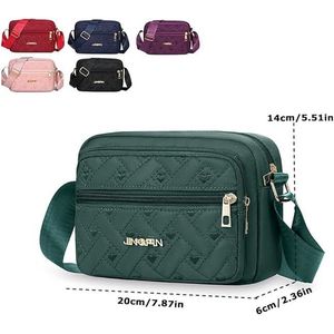 Borsa a Tracolla Trapuntata da Donna in Tessuto Oxford Multistrato con Tracolla Larga, Borsa a Mano Casual Ricamata per il Business - Product Image 3