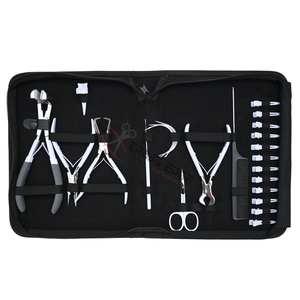 Kit complet d'outils pour extensions de cheveux blancs, pour extensions à micro-anneaux, nano-anneaux, pinces, coupe-fils, pinces de coiffage et pinces pour extensions à bandes adhésives - Product Image 6