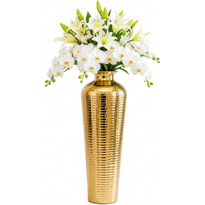 Vase de table en laiton tropical finition or, fait main, décoratif, pour la décoration de la maison et de la salle de séjour - Product Image 2
