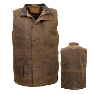 Chaleco Profesional para Caza de Ciervos BB-1050 – Equipo Impermeable para Exteriores en Cuero Encerado Marrón para Hombre - Product Image 1