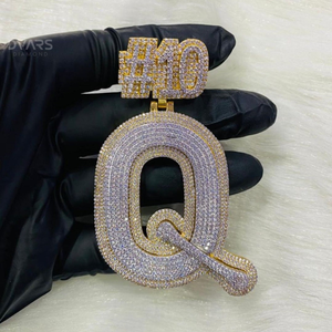 Joyería de Lujo Hip Hop Chapada en Oro para Hombre, Colgante Personalizado con Letra, Plata de Ley 925, Moissanita VVS, Número, Nombre, Inicial, Logotipo - Product Image 3
