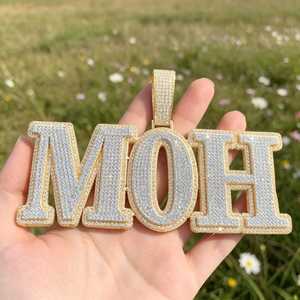Two Tone Iced Out Custom Name Moissanite Letter Pendant Sparkling Stones 925 Sterling Silver Perfect Personalized Jewelry Gift - Product Image 1