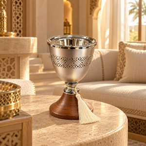 Brûleur à Bakhoor artisanal en bois, porte-encens en acier inoxydable |   Oud Arabe Mabkhara, Parfum d'Ambiance Islamique pour la Maison, Décoration de Table - Product Image 3