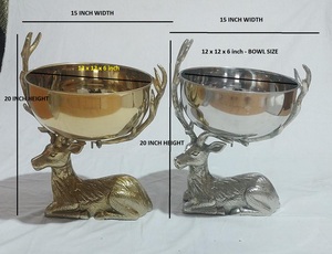 Sculpture de renne avec bol à champagne avec poignées Porte-bouteille de vin en métal pour hôtel Mariage Fête Service Ensemble de bar élégant - Product Image 6