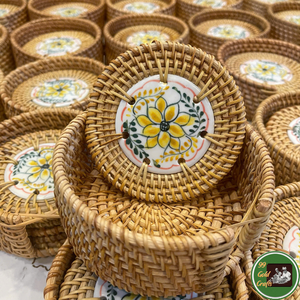 Woven/Rattan Cup Tray Handmade Rattan Fiber For Cup <b>Placement</b> Table Decoration Home Craft Sourced From Vietnam Supply - Product Image 1