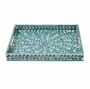 Bandeja Rectangular de Madera Natural con Incrustaciones de Hueso, Hecha a Mano, de Alta Calidad y Duradera, Diseño Moderno para el Hogar - Product Image 1