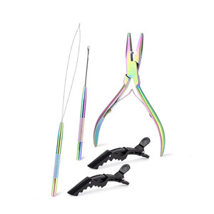 Complete Hair Extension Tool Kit Stainless Steel Pliers Hook <b>Needle</b> Pulling Loop Micro Rings <b>Beads</b> Thread Professional Salon - Product Image 4