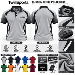 Polo de travail de sécurité pour hommes, personnalisable avec logo, manches courtes, uniforme respirant, séchage rapide, évacuation de l'humidité, professionnel - Product Image 6